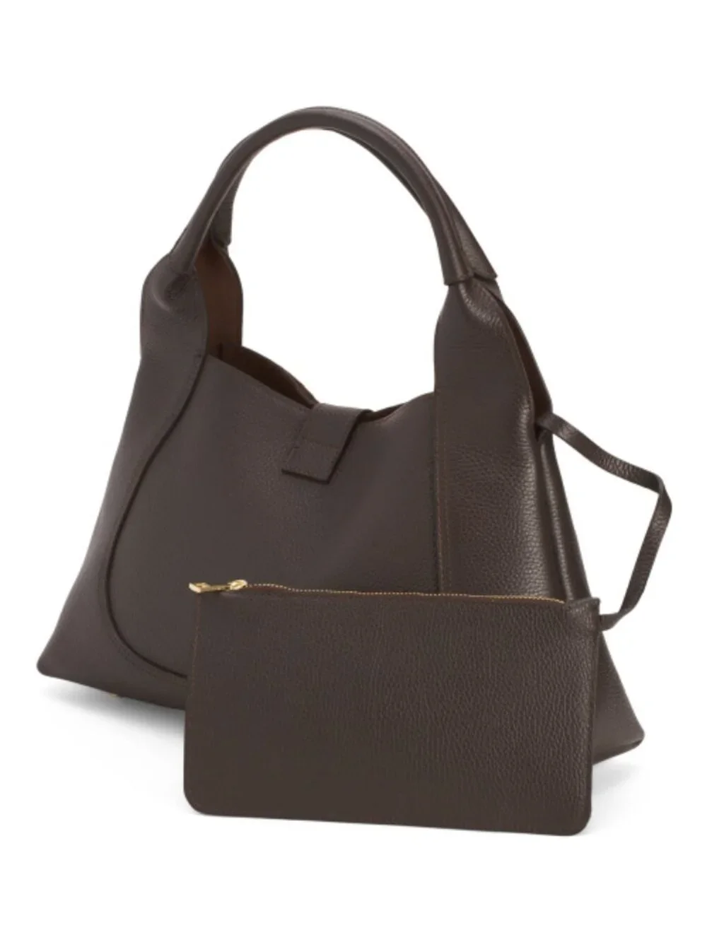 MARINA GALANTI Made In Italy Leather Large Hobo With Hair On Hide Front Panel